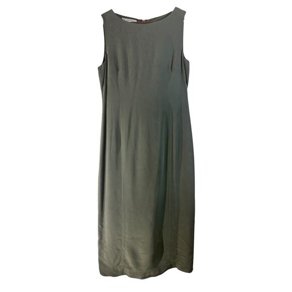 Vintage 1990s Sea Green 8 Laura Ashley Shift Dress 100% Silk Academic Minimalist - Picture 1 of 6